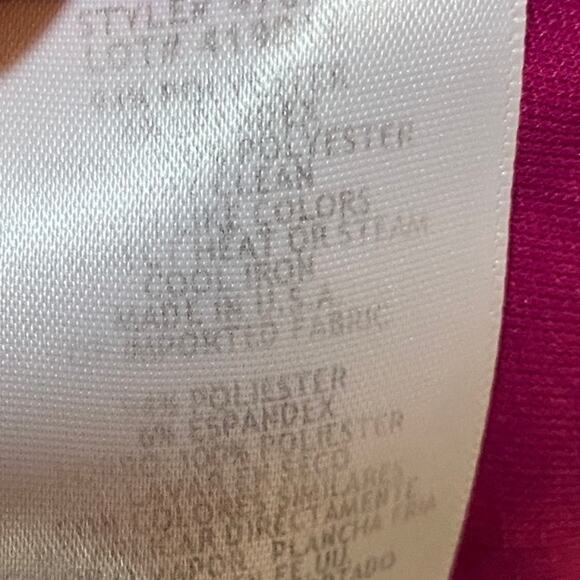 Xscape Ruffled Off Shoulder Gown Crepe High Leg Slit Maxi Dress Magenta Pink 2 - Picture 8 of 8